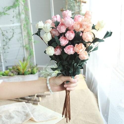1 Bundle Silk Rose Bouquet Home Decoration Accessories Wedding Party Scrapbook Fake Flowers Diy Craft Artificial Roses Flowers