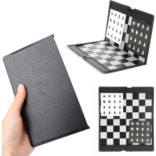 Pocket Folding Magnetic International Chess Set Board Checkers Traveler Plane