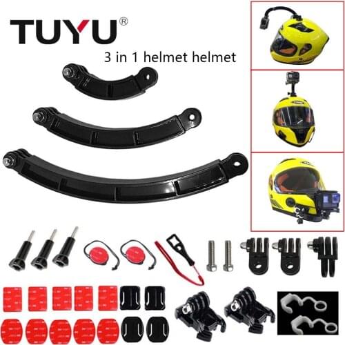 TUIYU 3 Ways Helmet Camera Accessories Gopro Motorcycle Helmet Bracket Adjustable Rod for GoPro Hero 8 7 6 5 4 SJ4000 EKEN H9 Yi