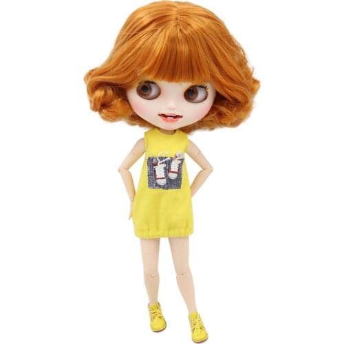 ICY DBS Blyth Doll Carved lips Open mouth Matte customized face Ginger yellow hair 1/6 Joint body bjd DIY toy girl gift