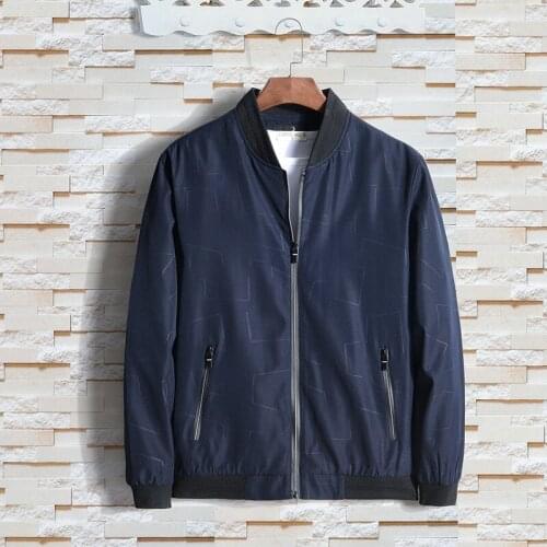 Thin Spring Autumn Jacket Men Fashion Zipper Pocket Rib Sleeve Coat Men Outerwear Daddy Clothes Round-neck Father Four Seasons