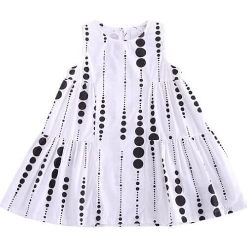 Summer Cosy Polka Dot Dress Girls Sweet Princess Dresses 2021 Children Sleeveless Party Black White Dress Lovely Clothes