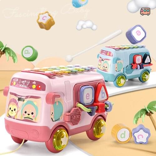 Multi-purpose Travel Bus Childrens Enlightenment Montessori Music Rattle Toy Baby Early Education Percussion Piano Sensory Toys