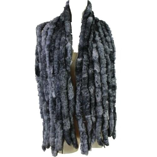 Fashion Women Scarf Classic 8 Vertical Bars Wrap Scarf Long Scarves 145cm*17cm Ladies Winter Real Rex Rabbit Fur Scarves