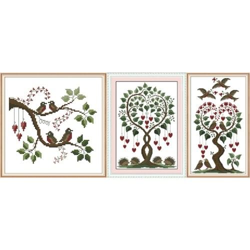 NKF Love Tree Cross Stitch Kits Embroidery Needlework Set 11CT 14CT Chinese Cross Stitch for Home Decor