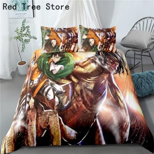 Attack on Titan 3D Anime Bed Linen Cartoon Duvet Covers Home Textile Pillow Case Kids Adult Comforter Bedding Sets Home Decor