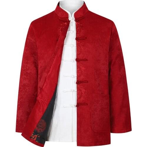 Autumn Winter Mens Tang Suit Jacket Traditional Chinese Clothing for Men Cheongsam qipao top Jackets Cotton Coat Oriental Tops