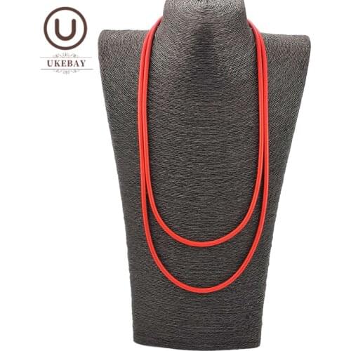UKEBAY New Choker Necklaces Women Handmade Simple Chain Rubber Necklace Elasticity Rope Short Sweater Necklace Festival Jewelry