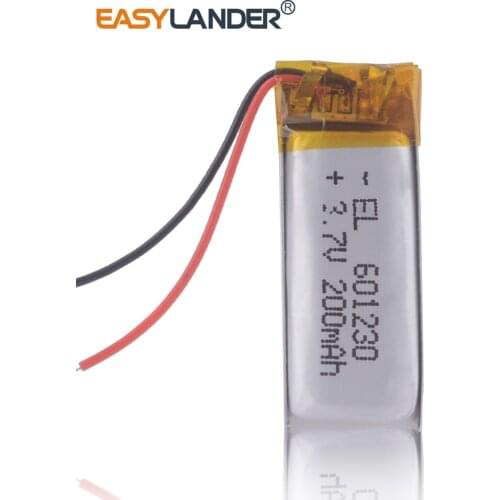 Polymer lithium battery 3.7V, 601230 200mah for bluetooth headphones headsets mp3 player