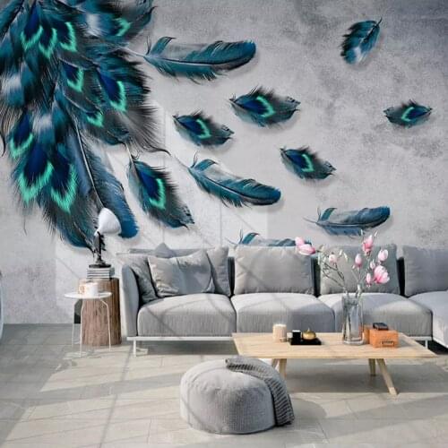 Custom Mural Wallpaper 3D Fashion Colorful Hand Painted Feather Texture Wallpaper For Walls Roll Bedroom Living Room Home Decor