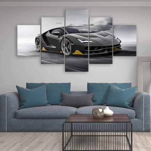 Supercar Sports Car Poster 5 Pieces Canvas Paintings Sport Car HD Prints Wall Art Living Room Home Decor Frame Pictures Module