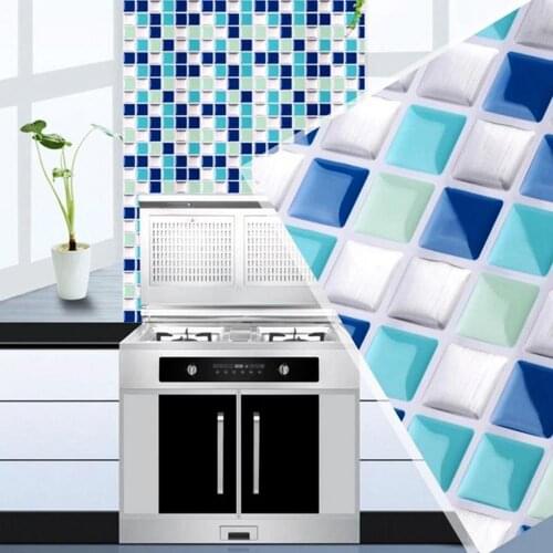 Practical Wall Sticker Self Adhesive Color Block Tile Decals Moistureproof Mosaic Backsplash Kitchen Bathroom Decal Wall Sticker
