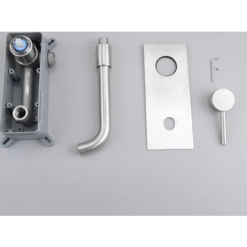 MTTUZK Solid 304 Stainless Steel Brushed Basin Faucets With Pre-embedded Box Concealed Faucet Wall Mounted Mixer Tap Crane