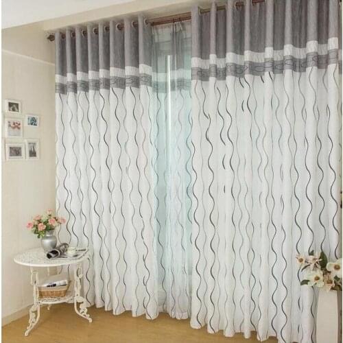 Striped modern tulle for windows shade sheer curtains fabric for kitchen blinds living room the bedroom window treatments