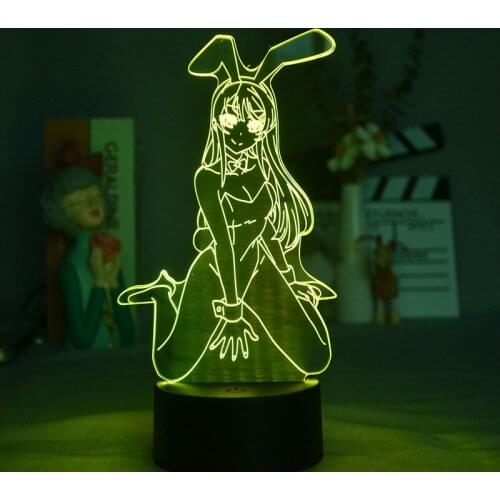 Anime Waifu Mai Sakurajima Led Night Light for Bedroom Decor Mai Light Gift for Friend Sakurajima Bunny Girl Led Lamp Anime Gift