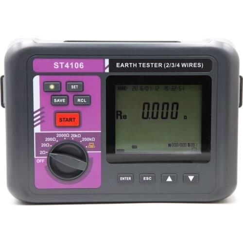 Earth Resistance & Resistivity Tester Intelligent LCD 4 wire Ground Resistance Meter Soil Resistivity Tester High Precision