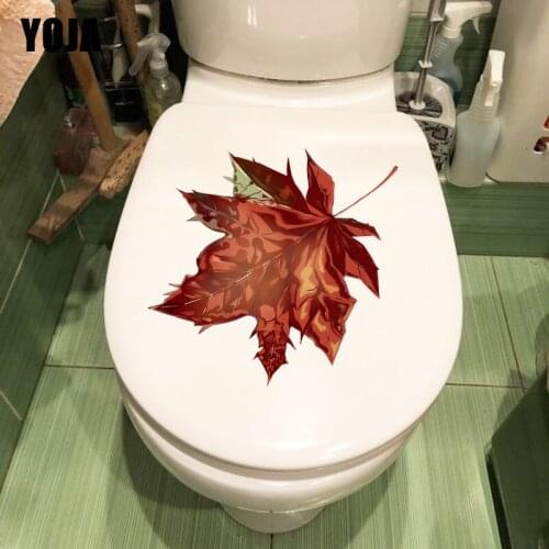 YOJA 19.7*22.4CM Autumn Hand Drawn Maple Leaf Creative Wall Sticker Decal Toilet WC Decor T1-1106