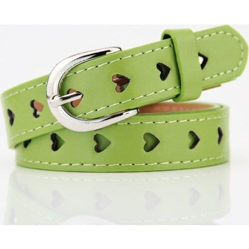 Heart Belt Green Fashion PU Casual Solid Girls Trendy Spring Summer Belts for Women Green Jeans Dropshipping 2019 Green Belt