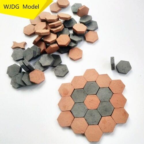 1:16 miniature model building DIY craft model archaize brick building micro landscape scene materials hexagonal red cyan bricks