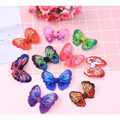 10 Pcs Cute Kids Girls Toddler Baby 3D Butterfly Hair Clip Grosgrain Hairpin