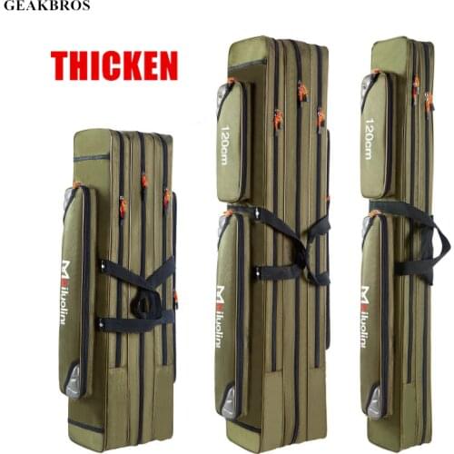 Thicken 2/3 Layer Fishing Bag Fishing Rod Carrier Fishing Pole 100/120cm Waterproof Sea Fishing Tackle Storage Case Organizer