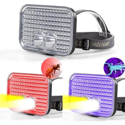 111LED Scorpion Lamp Headlamp 395nm UV LED Bee-catching Handheld Searchlight 18650 Camping Fishing Head Torch Light 4 Modes