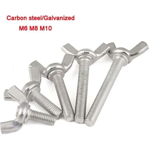 2Pcs Carbon steel/Galvanized Butterfly Bolts Thumb Wing Screw Claw Hand Tighten Screws M6 M8 M10 Length 16-60mm