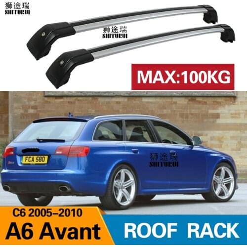 SHITURUI 2Pcs Roof Bars for Audi A6 Avant Estate C6 2005-2010 Aluminum Alloy Side Bars Cross Rails Roof Rack Luggage Carrier
