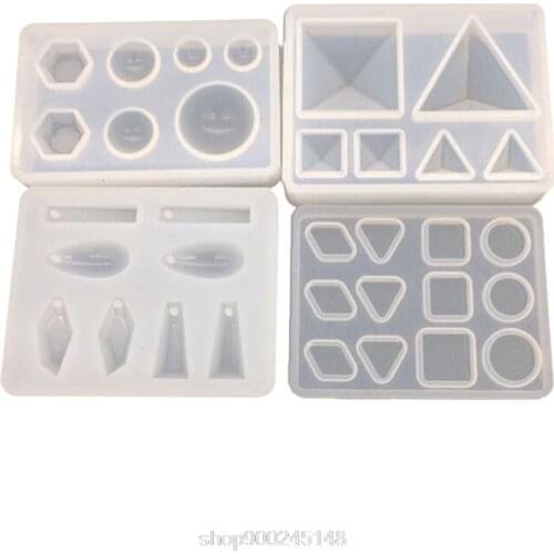 4 Pcs/set UV Silicone Crystal Epoxy Mold with Hole Pendant Small Pyramid Geometry Molds DIY S29 20 Dropshipping