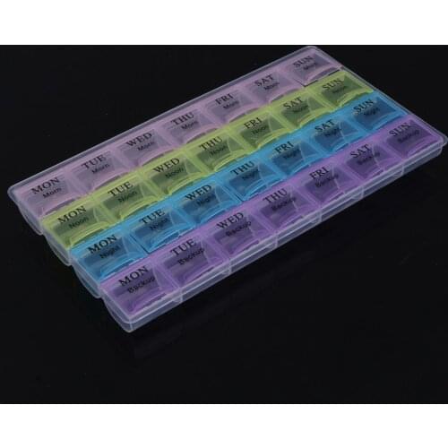 7 Days Weekly Pill Organizer Plastic Tablet Dispenser Medicine Container with 21 Compartments Weekly Pill Organizer