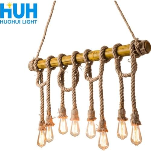 American country retro bamboo twine chandelier bar Internet cafe pastoral restaurant farm hotel personalized decorative lamps