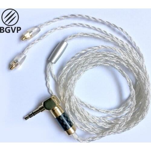 BGVP 5N OCC DM5 Silver Plated Earphone Cable SE846 High Frequency Upgraded 8 Strand MMCX Cable With Mic L Bending/Line Type