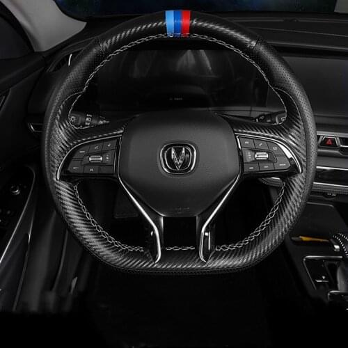 For Changan CS75 plus 2021/2020 DIY leather carbon fiber special car interior steering wheel cover