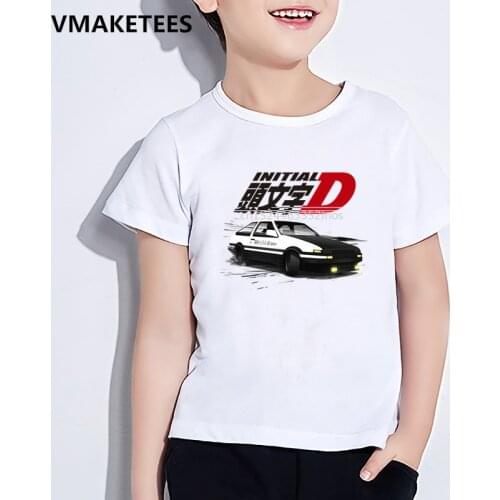 Kids Summer Girls & Boys T shirt Children Japanese Anime AE86 Initial D Drift Print T-shirt Fashion Casual Baby Clothes