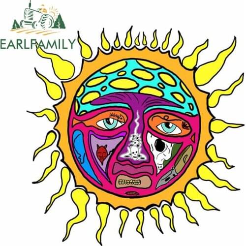 EARLFAMILY 13cm x 12.9cm for Colorful Sun Face Car Stickers Waterproof Motorcycle Helmet Anime Laptop Decoration Window Decal