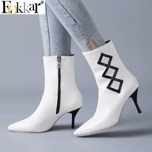 Eokkar 2020 Women Pointed Toe Ankle Boots for Women Thin High Heel Al Match Sexy Party Winter Boots Shoes Ladies Boot Size 34-43