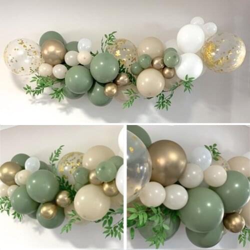 Rustic Chrome Gold White Avocado Green Balloon Garland DIY Kit with Eucalyptus Wedding Engagement Birthday Bridal Shower Decor