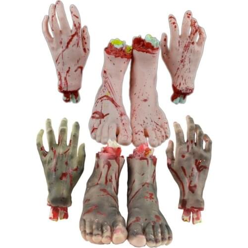 Halloween Horror Props Bloody Hand Haunted House Terror Party Decoration Scary Fake Hand Finger Leg Foot Brain Heart