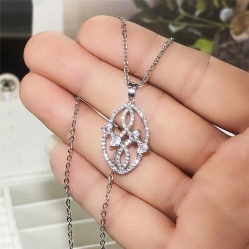Huitan Newly Designed Necklaces for Women Fashion Pendant with Brilliant Cubic Zirconia Crystal Necklace Engagement Jewelry Gift