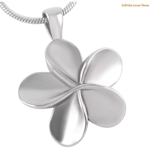 IJD8026-1 Free Plastic Kits!Wholesale Cremation Jewelry Remembrance Plumeria Flower Memorial Urn Pendant Ash Keepsake Necklace
