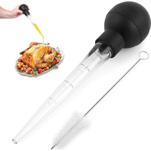 Barbecue Tool Oil Suction Pipe BBQ Oil Tube Chicken Turkey Meat Portable Sauce Oil Tube Liquid BBQ Baster Juice dropper