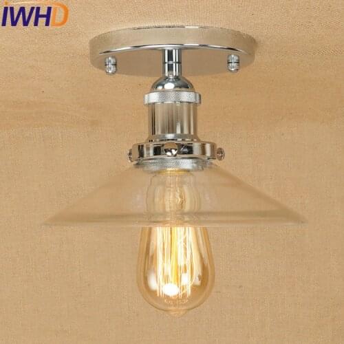 IWHD Loft Style Edison Industrial Vintage Ceiling Lamp Antique Iron Glass Ceiling Light Fixtures Indoor Lighting Lamparas