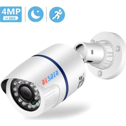 BESDER 4MP/3MP/2MP Wired IP Camera H.265 Outdoor Waterproof Security Camera ONVIF 20m Night Vision Motion Detect PoE HD Camera