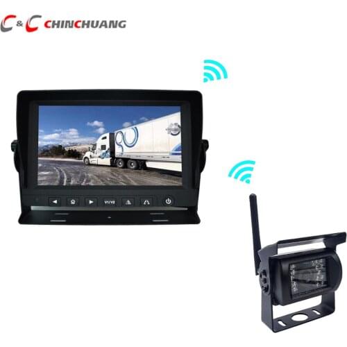 2.4GHz Wireless Parking Reverse System Receiver with 18 LED IR Backup Rearview Camera and 9 inch LCD Monitor for Truck Bus RV