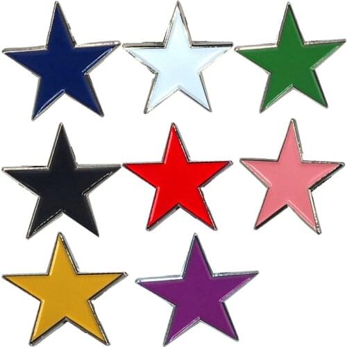 KSPIN Blue White Green Black Red Pink Yellow Purple Star Lapel Pin Badge Pin 10pcs a lot XY0162
