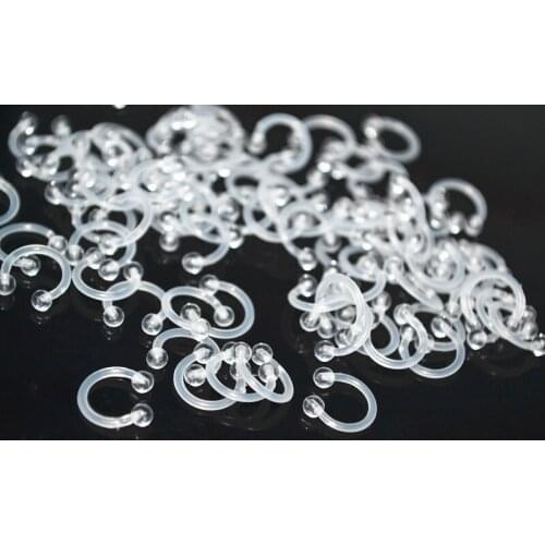 LOT100pcs Body Piercing Jewelry - Flexible BIO Nose Lip Labret CBR Horseshoes Ear Tragus Bar Body Piercing Retainers 16Gx6/8/10