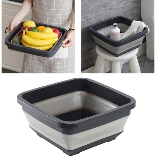 Multi-purpose Folding Wash Basin Portable Lightweight Hanging Collapsible Dish Travel Hiking Camping Picnic Cleaning Tool