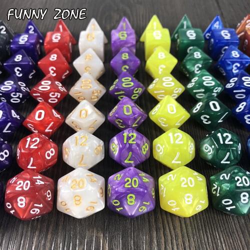High Quality 7pc/lot Dice Set D4 D6 D8 D10 D12 D20 Multi-Sided Marble Effect DND Game Rpg Boardgame
