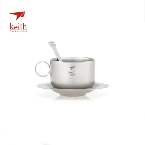 Keith Titanium Coffee Cup Set Ultralight Tableware Tea Cups Set Mug For Outdoor Camping Hiking Travel Picnic Ti3601