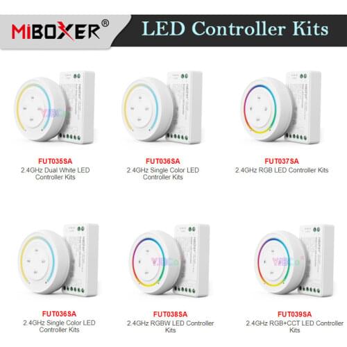 Miboxer Single color/CCT/RGB/RGBW/RGB+CCT LED Controller Kits DC12V 24V Strip Lamp Bulb mini dimmer switch+2.4G Sunrise Remote